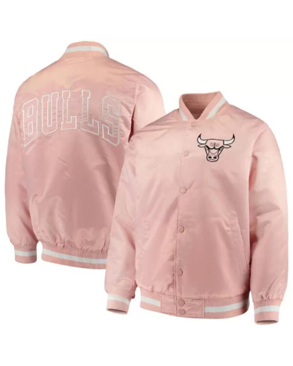 Light Pink Chicago Bulls NBA Satin Bomber Jacket