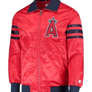 Starter Los Angeles Angels The Captain II Full-Zip Varsity Red Satin Jacket