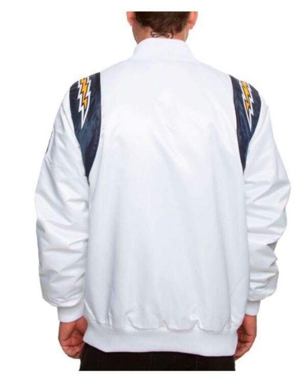 Men’s Los Angeles Chargers White Bomber Satin Jacket