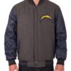Los Angeles Chargers Varsity Charcoal and Navy Wool/Leather Jacket