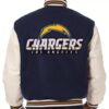 Los Angeles Chargers Varsity Navy and White Wool/Leather Jacket