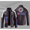 Los Angeles Clippers Block Brown White Leather Jacket