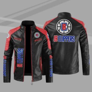 Los Angeles Clippers Block Red Black Leather Jacket