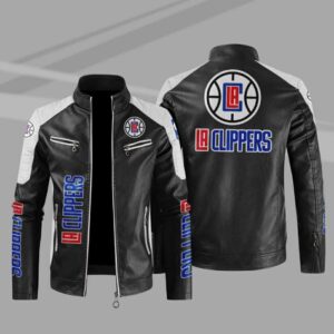 Los Angeles Clippers Block White Black Leather Jacket