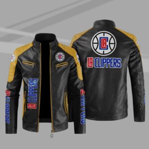 Los Angeles Clippers Block Yellow Black Leather Jacket