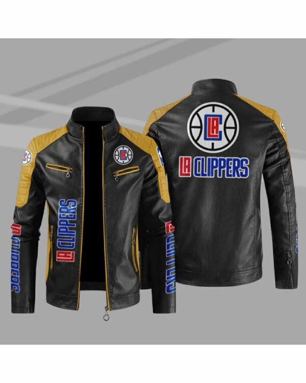 Los Angeles Clippers Block Yellow Black Leather Jacket