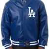 Los Angeles Dodgers Leather Bomber Jacket in Royal Blue Color
