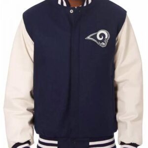 NFL Los Angeles Rams White and Blue Varsity Letterman Jacket
