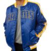 Los Angeles Rams Blue Satin Varsity Bomber Jacket