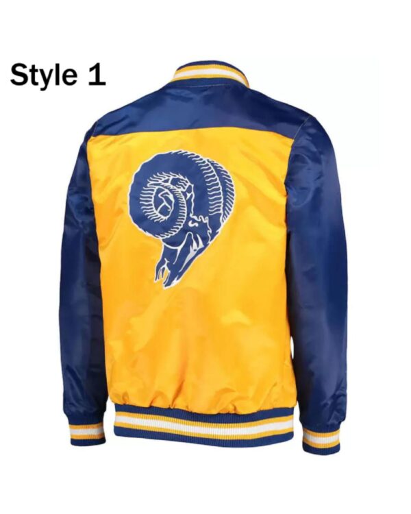 Varsity Los Angeles Rams Satin Yellow and Blue Jacket
