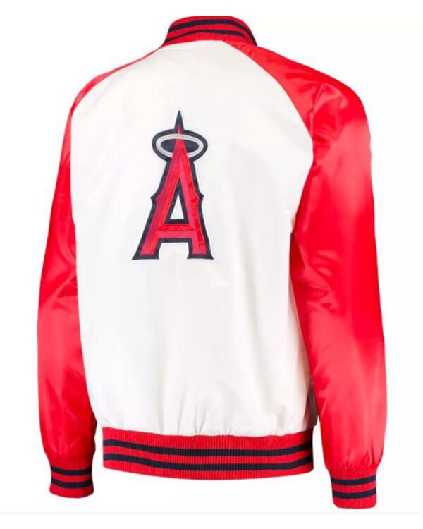 Men’s Los Angeles Angels Red and White Satin Jacket