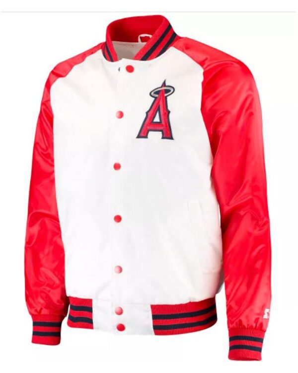 Men’s Los Angeles Angels Red and White Satin Jacket