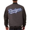 Los Angeles Dodgers JH Design Charcoal/Black Wool & Leather Reversible Jacket