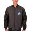 Los Angeles Dodgers JH Design Charcoal/Black Wool & Leather Reversible Jacket