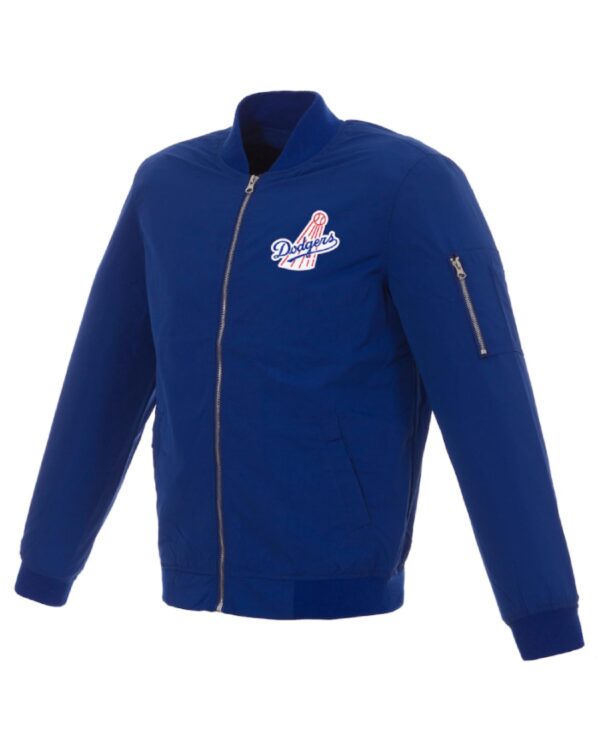 Los Angeles Dodgers JH Design Royal Nylon Bomber Jacket with Embroidered Logo
