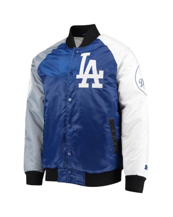  Los Angeles Dodgers Starter Royal/Gray Varsity Tri-Color Satin Full-Snap Jacket