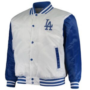 Los Angeles Dodgers White/Royal Satin Full-Snap Jacket