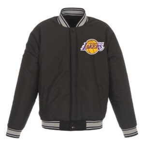 Lakers JH Design Black Wool & Poly-Twill Full-Snap Jacket