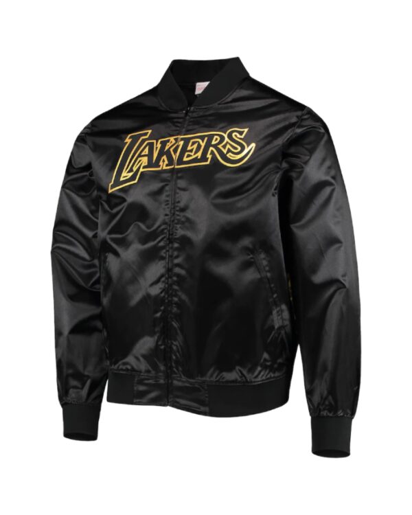 Men's Los Angeles Lakers Mitchell & Ness Black Big Face 4.0 Satin Full-Zip Jacket