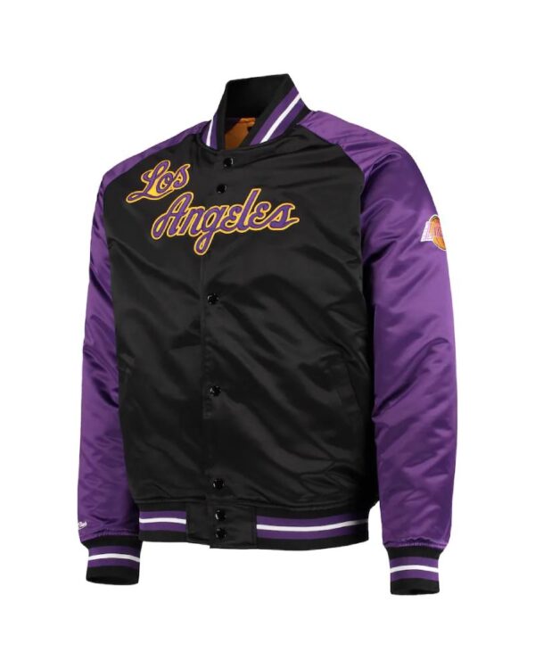 Los Angeles Lakers Mitchell & Ness Black/Purple Hardwood Classics Reload 3.0 Raglan Full-Snap Satin Jacket