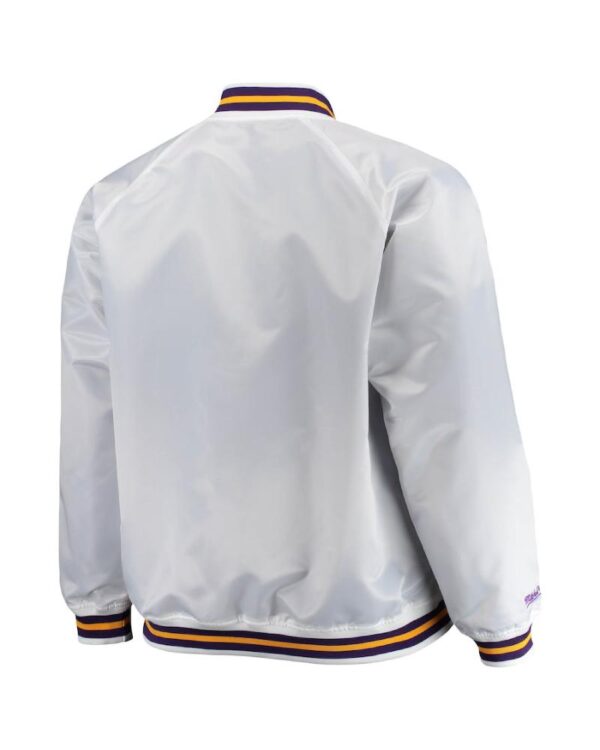 Lakers Mitchell & Ness White Big & Tall Hardwood Classics Raglan Satin Full-Snap Jacket