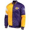 Lakers Starter Gold/Purple 75th Anniversary Leader Color Block Satin Full-Snap Jacket