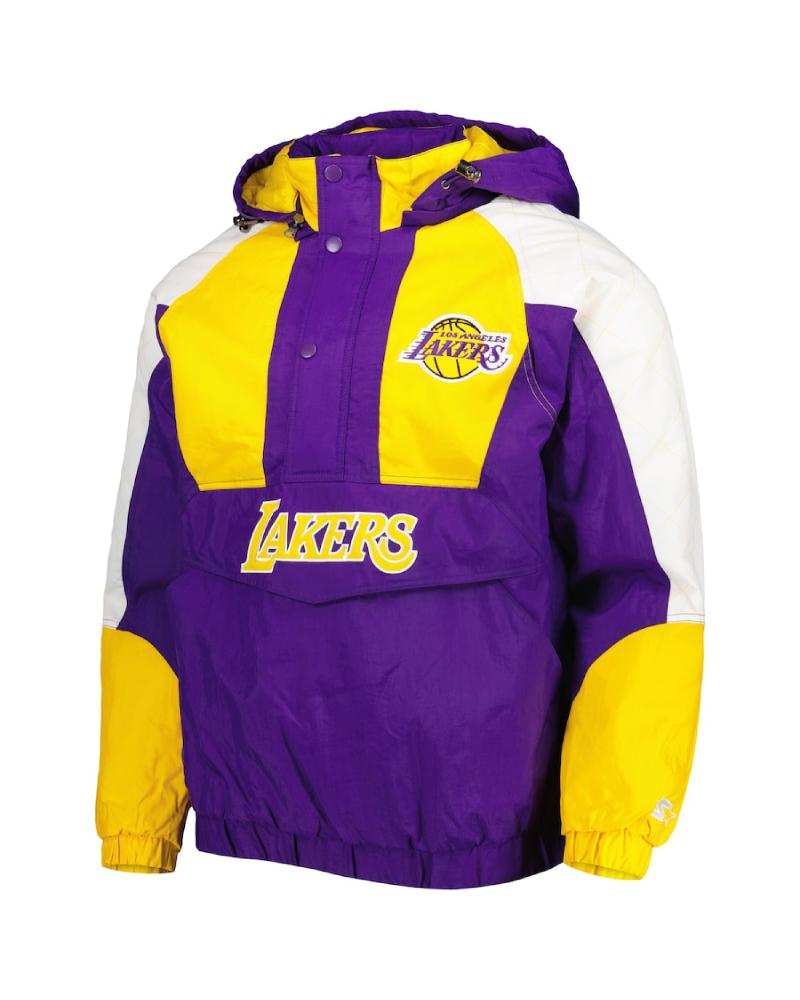 Men's Starter White Los Angeles Lakers Home Team Hoodie Half-Zip Jacket Size: 2XL