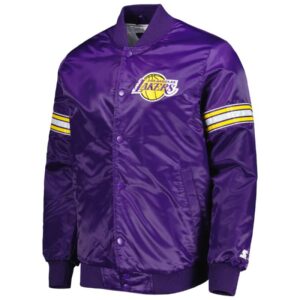 Los Angeles Lakers Starter Purple Pick & Roll Satin Full-Snap Varsity Jacket