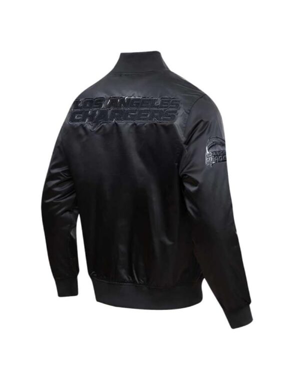 Men's Pro Standard Los Angeles Chargers Triple Black Satin Full-Snap Varsity Jacket