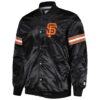 San Francisco Giants Starter Black Pick & Roll Satin Varsity Full-Snap Jacket