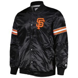 San Francisco Giants Starter Black Pick & Roll Satin Varsity Full-Snap Jacket