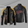 MLB Black Yellow Detroit Tigers Block Leather Jacket