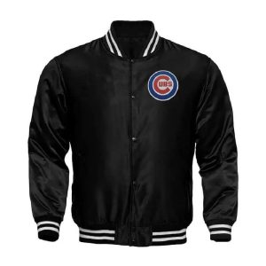 MLB Chicago Cubs Locker Room Black Satin Jacket