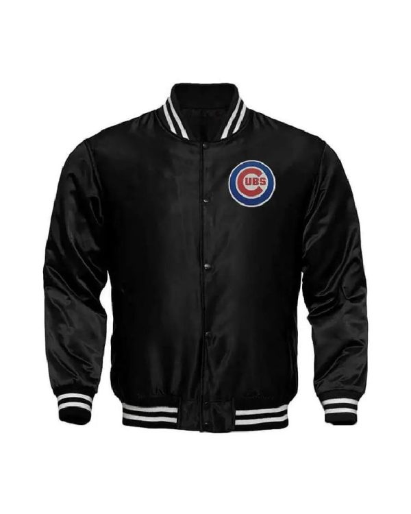 MLB Chicago Cubs Locker Room Black Satin Jacket