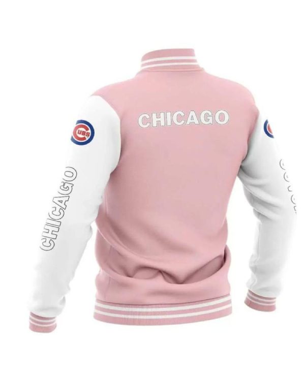 MLB Chicago Cubs Pink Baseball Varsity Jacket