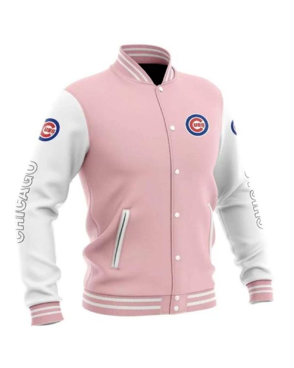 MLB Chicago Cubs Pink Baseball Varsity Jacket