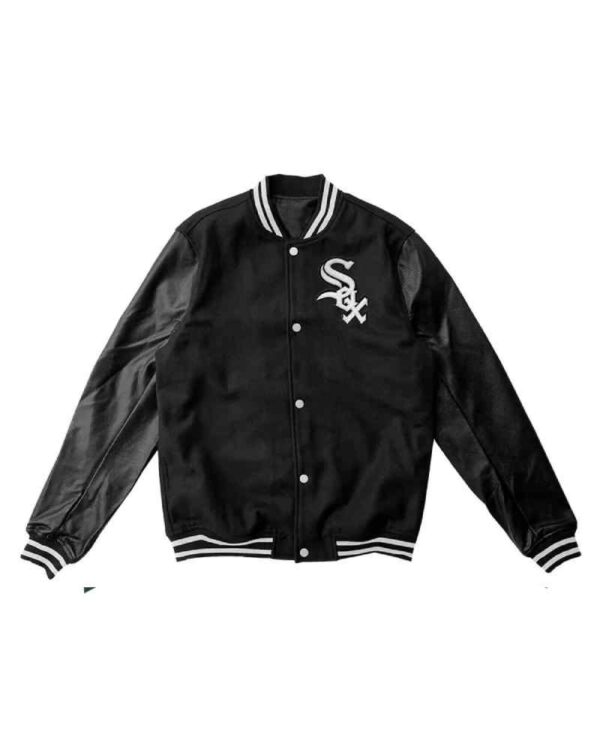 MLB Chicago White Sox Black Wool Leather Jacket