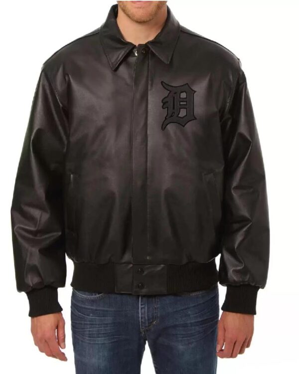 MLB Detroit Tigers Black Leather Jacket