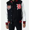MLB Detroit Tigers Black Wool Leather Jacket