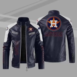 MLB Houston Astros Blue Leather Jacket