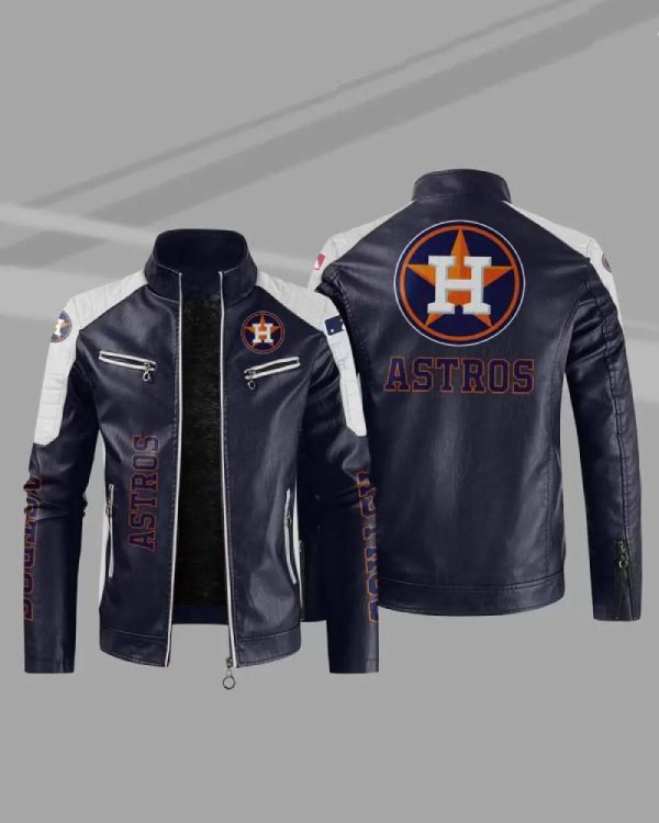 MLB Houston Astros Blue Leather Jacket