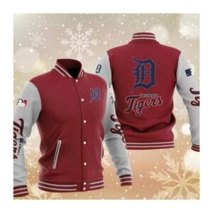 MLB Maroon Detroit Tigers Baseball Varsity Jacket