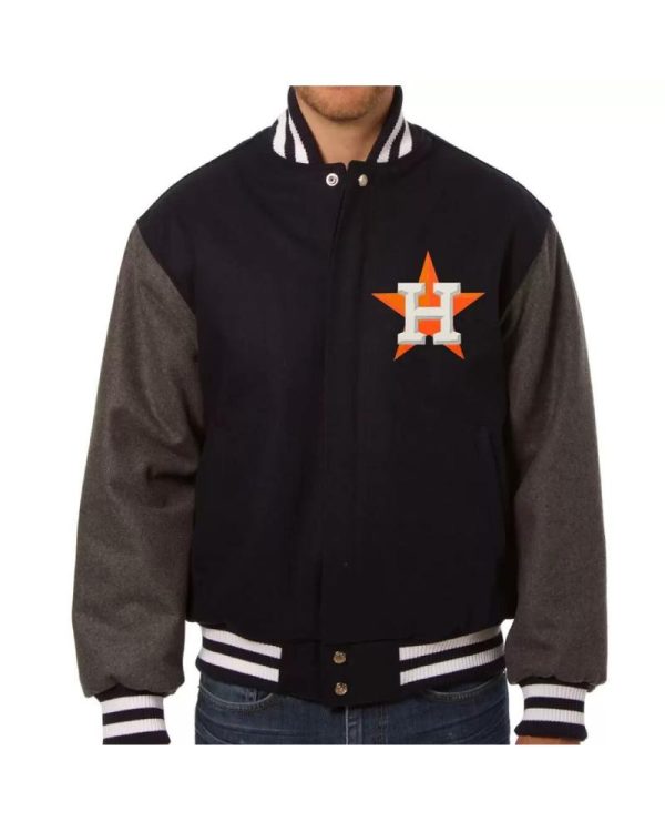 MLB Navy And Gray Houston Astros Wool Jacket