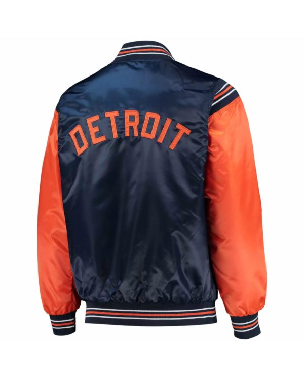 MLB Navy Orange Detroit Tigers Enforce Satin Jacket