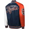 MLB Navy Orange Detroit Tigers Reliever Satin Jacket