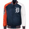 MLB Navy Orange Detroit Tigers Reliever Satin Jacket
