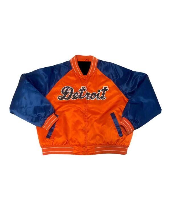 MLB Navy Orange Detroit Tigers Satin Jacket