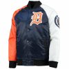 MLB Navy Orange Detroit Tigers Tri Color Satin Jacket
