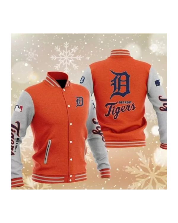 MLB Orange Detroit Tigers Baseball Varsity Jacket