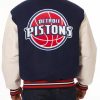 Navy Blue Detroit Pistons Two Tone Varsity Jacket